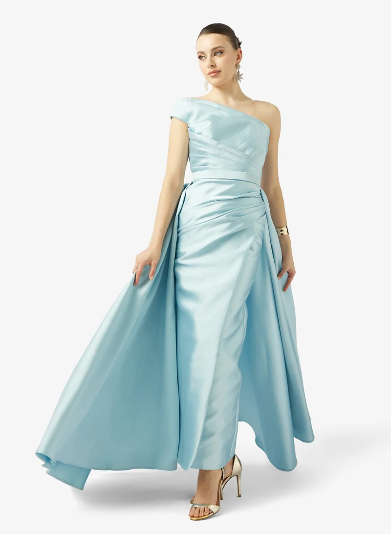 Akadia Fashion ONE SHOULDER GATHERED WAIST TAFFETA DRESS ED